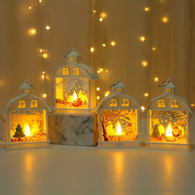 

Christmas House Lantern Decorative Lights, Vintage Hanging Led Small Candle Lanterns, Gifts For Indoor, Outdoor, Party Snowman Santa Claus Decoration
