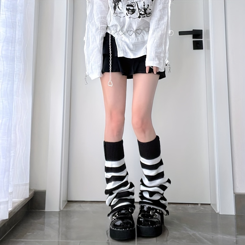 ☆韓国の人気☆【THREETIMES】☆Mew leg warmer.s☆ heyheyshine Y2k Star Skull Print Two Side Wear Knitted Leg
