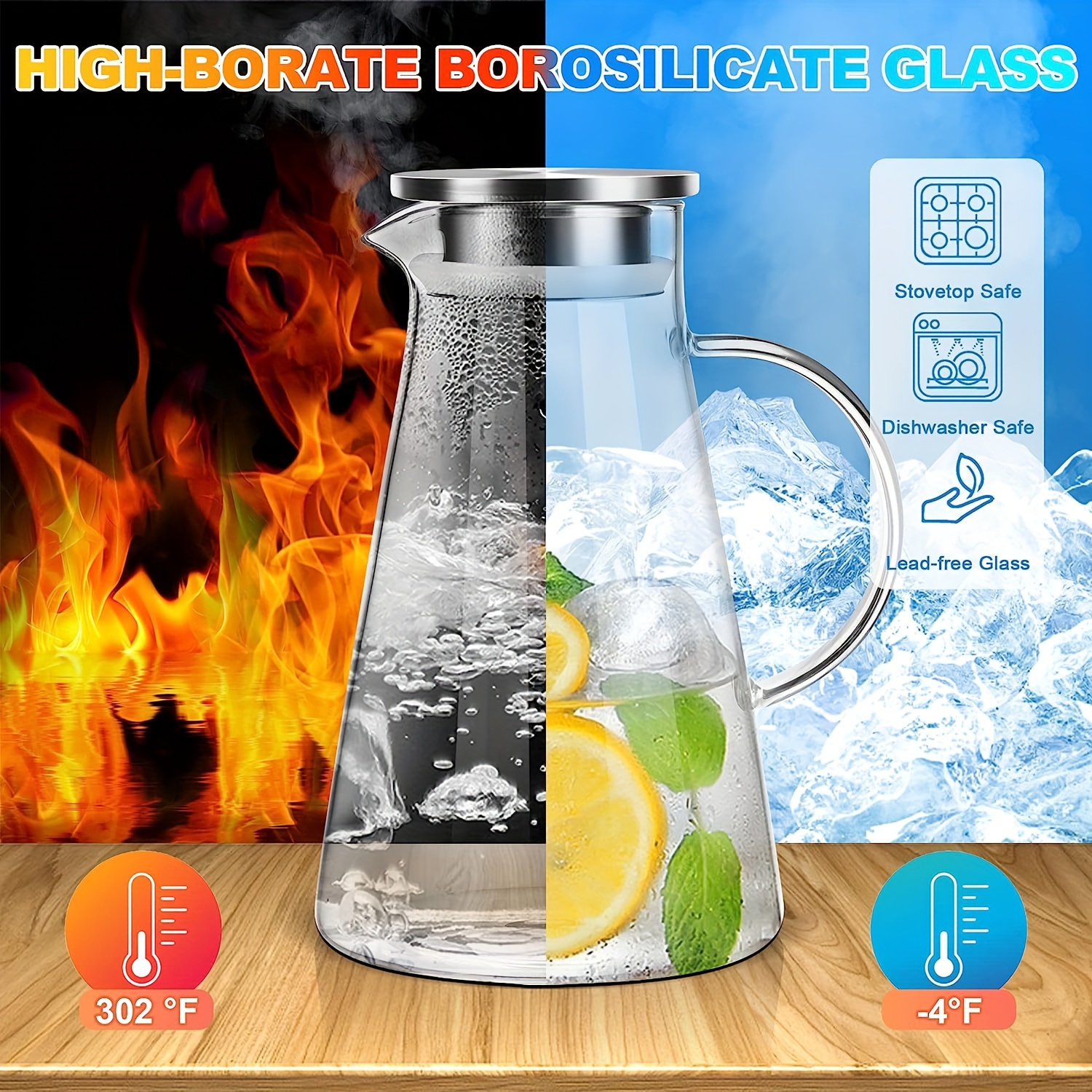 Acrylic Pitcher With Lid, Heavy Duty Heat Resistant Water Pitcher, Drink  Carafe, For Hot And Cold Beverges, Drinkware - Temu