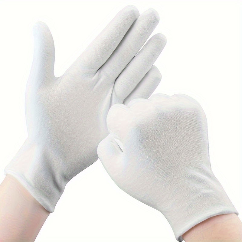 Guanti di cotone, 10 paia (20 pezzi) Guanti di cotone bianco per donne e  uomini, guanti di cotone elasticizzati lavabili per mani asciutte e guanto  di