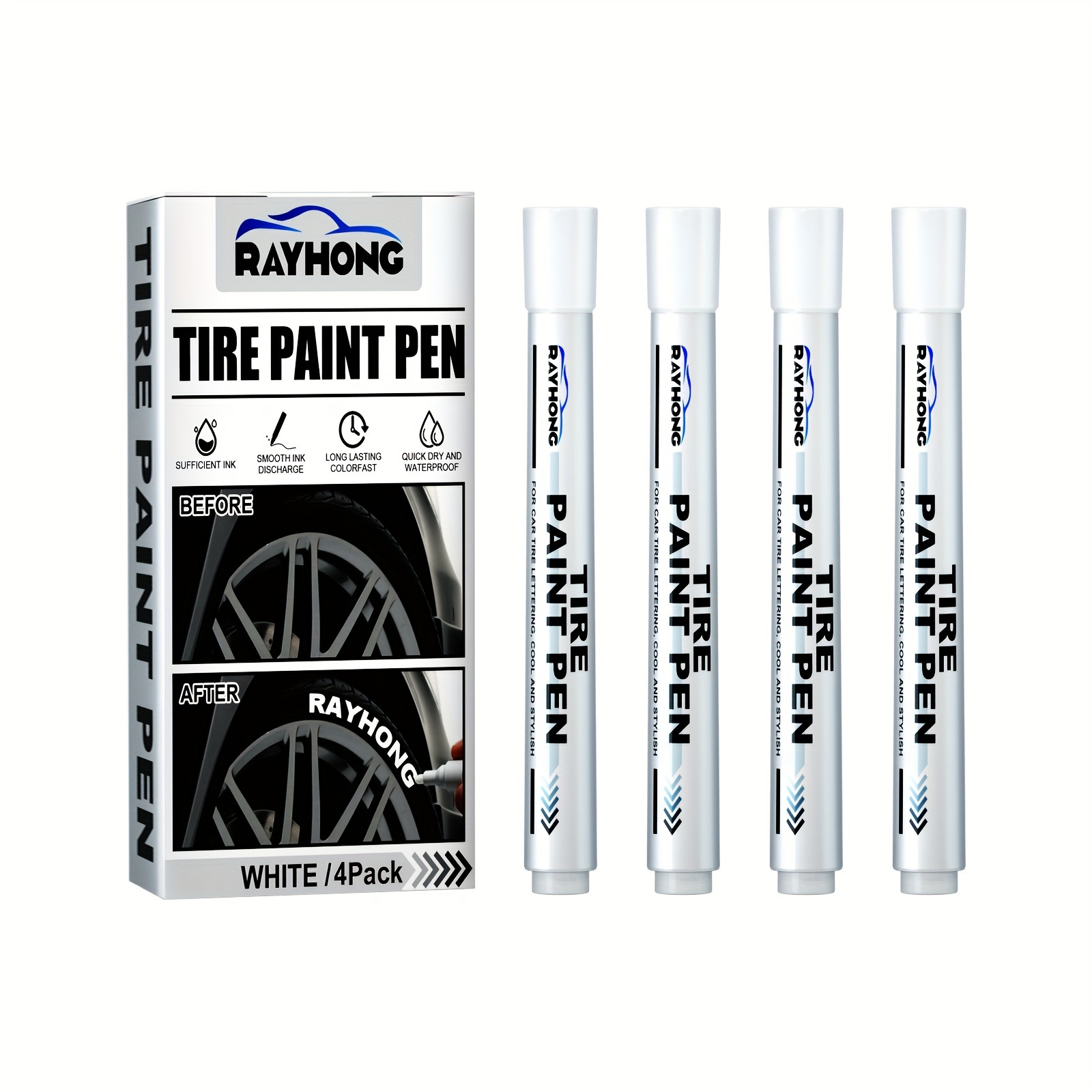 Tire Paint Marker, Waterproof White Marker, Car Rubber Tire Paint Pen,  Metal Permanent Paint Marker
