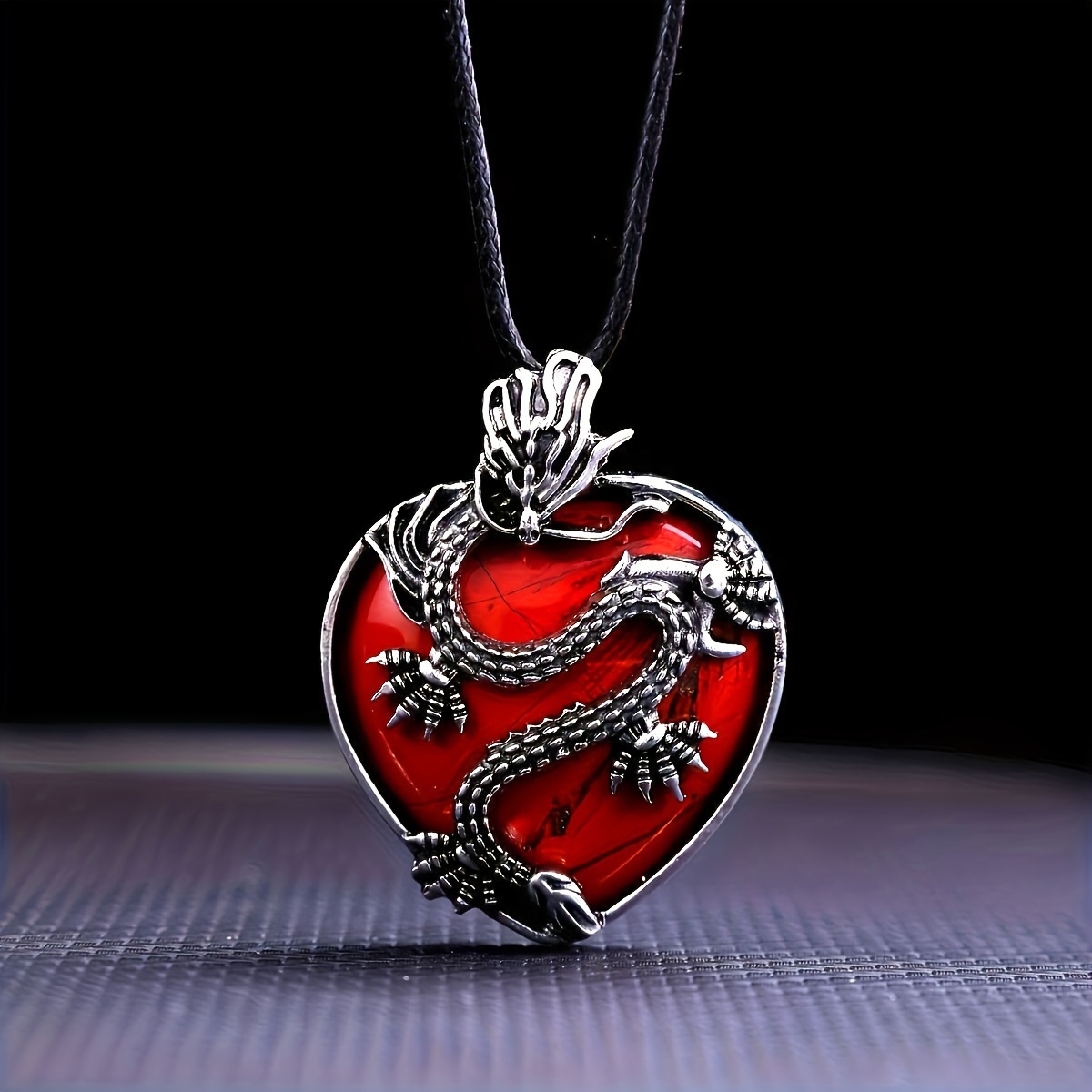 Beautiful Gemstone Dragon Necklace Heart Shape Gemstone - Temu