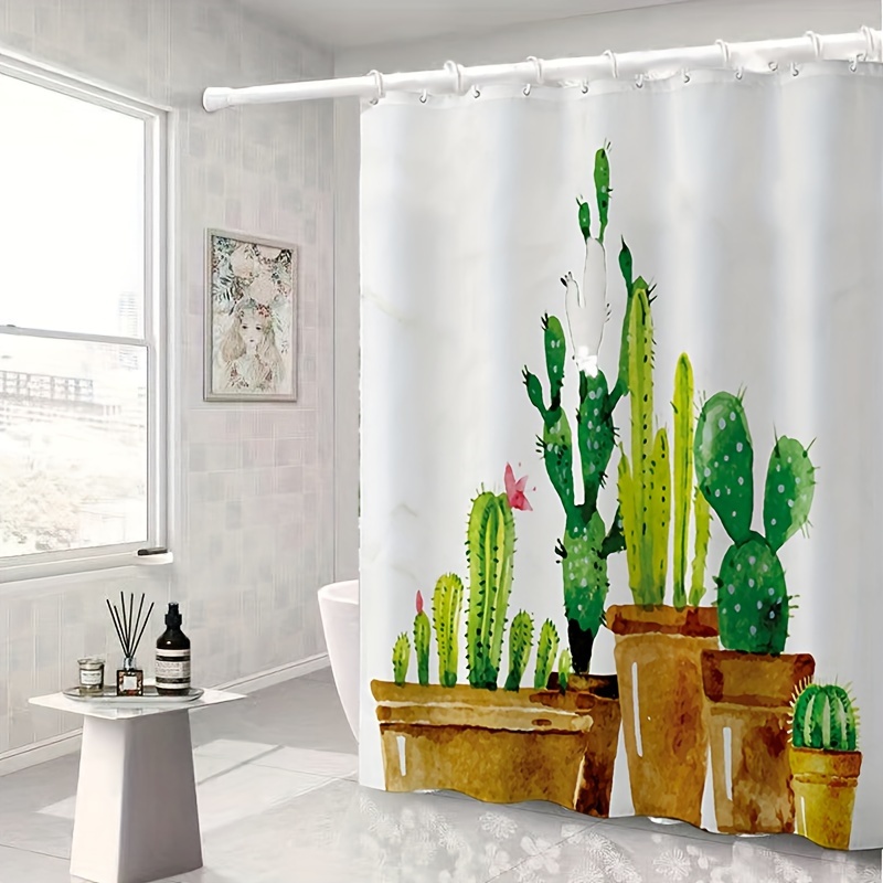 Cortina de Baño Impermeable Cactus