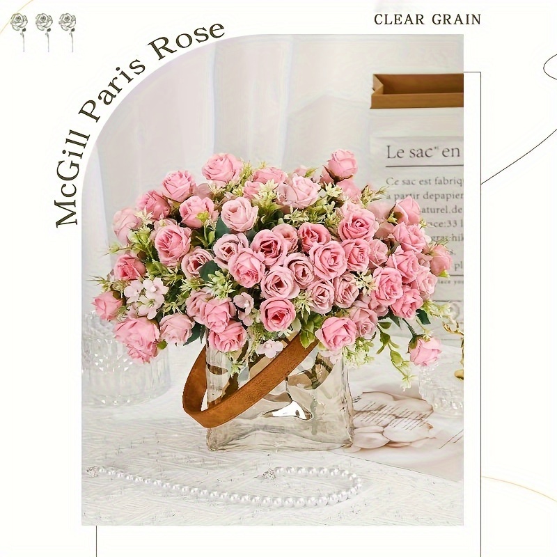 1 Bouquet Pearl Rose Flower Bouquet Room Decor Home Decor - Temu