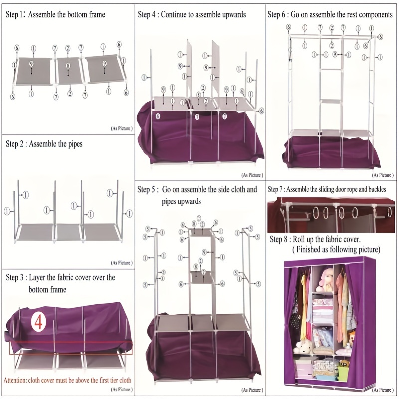 3 column Simple Cloth Wardrobe Floor Standing Clothes - Temu