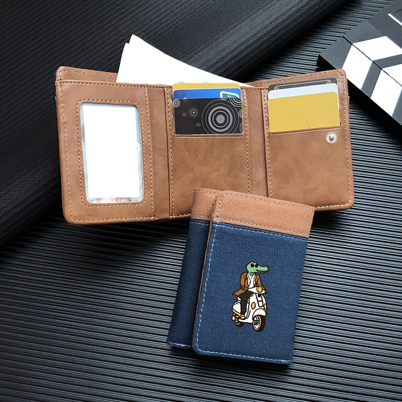 Men's Wallet Male Short Money Clip Male Youth Simple Fashion Multi-card  Lychee Pattern Horizontal Splicing Leather Clip - Temu