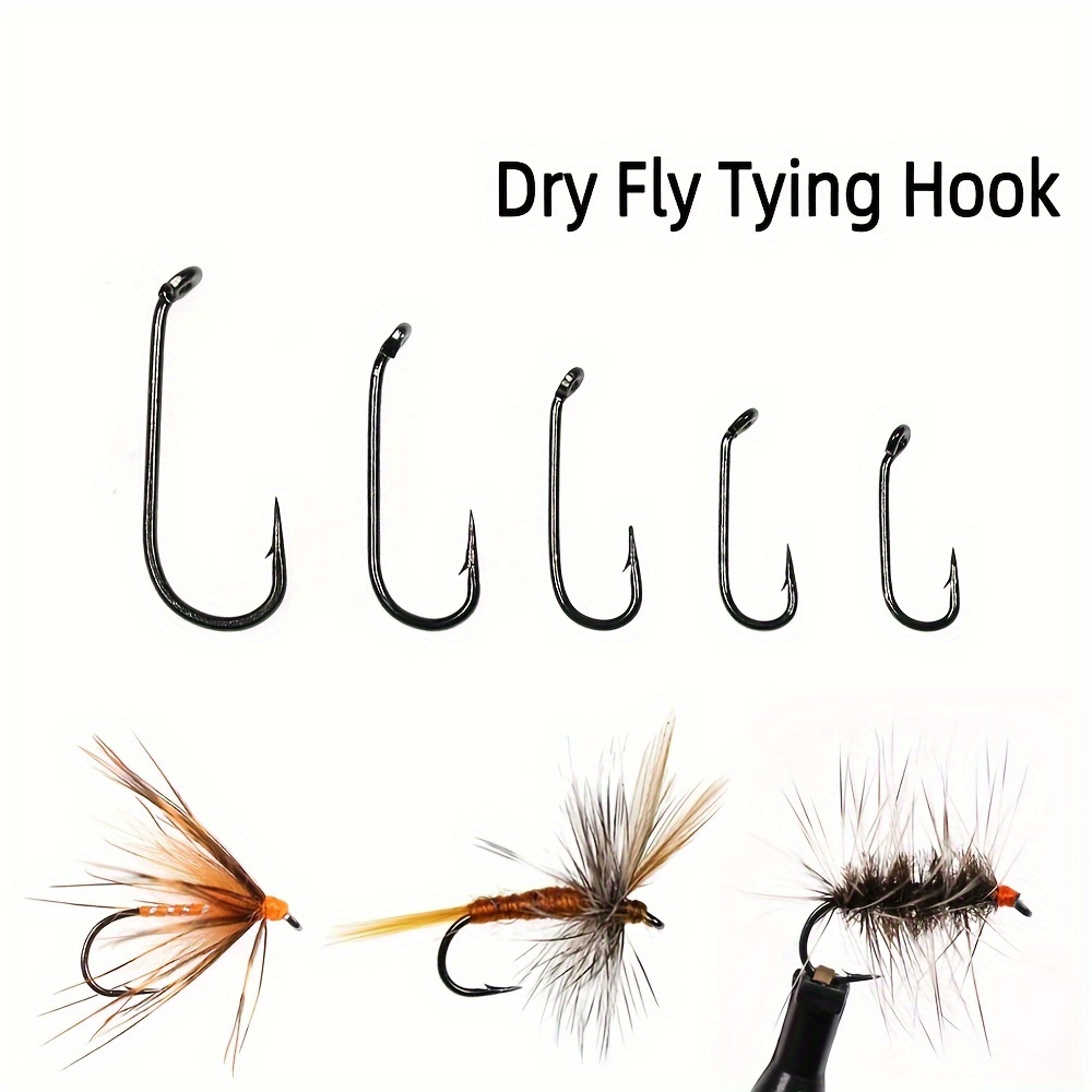 100pcs Fly Fishing Hooks, Dry Fly Tying Hooks, Barbed Fishing