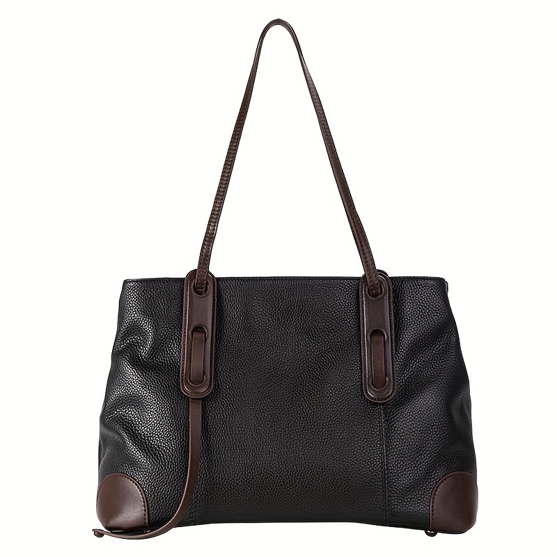 Large Luxury Leather Shoulder Bag Women Tote Bag Black