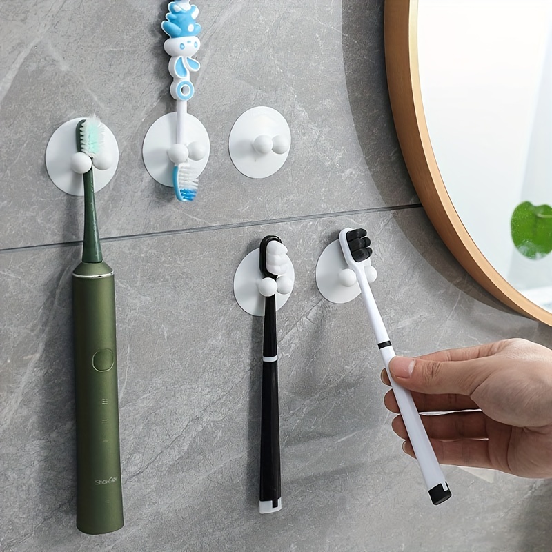 2pcs Toothbrush Holders Suction Cup Wall mounted Toothbrush Brackets