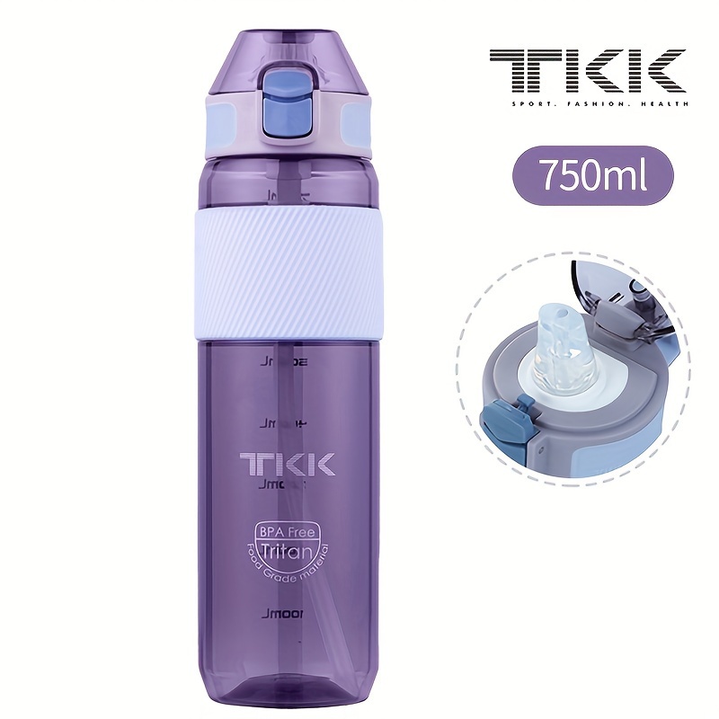 Tkk Large Capacity Sports Water Bottle With Straw Leakproof - Temu