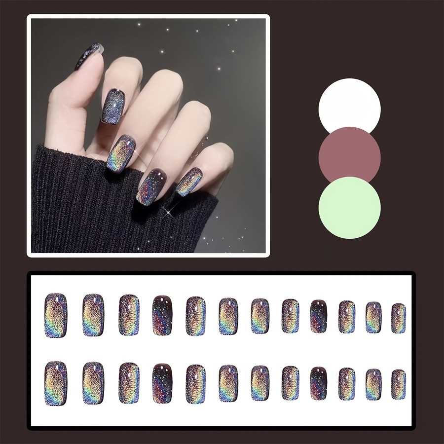 Heart Eyes Multicolor Medium Oval Press On Nails