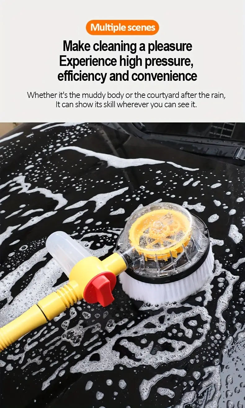360 rotating car wash brush kit high pressure chenille bristles with automatic foaming for vehicle cleaning adjustable dip wash rotary wash brush details 3