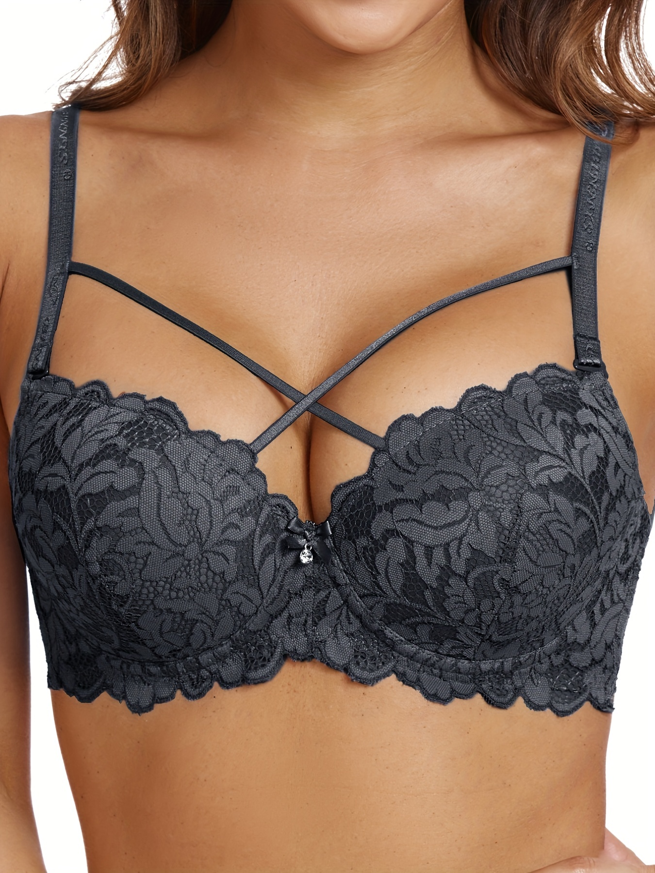 Lace Push-Up Bra With Criss Cross Details