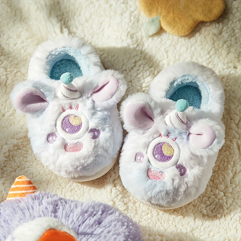 Cute Cartoon Furry House Shoes For Girls, Comfortable Non Slip Soft Bottom Walking Shoes For Indoor, Autumn And Winter