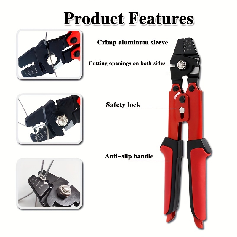 1pc Aluminum Sleeve Wire Crimping Pliers, Also Known As Sea Fishing Wire  Cutters, Crimpable Wire Rope, Cutting Wire And More, Thickened Pliers Head.  S