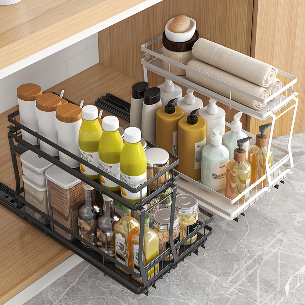 1pc, Pull Out Spice Rack, Kitchen Organization, Pull Out Spice Rack  Organizer For Cabinet, Under Sink Organizer, Sliding Spice Organizer Shelf  For Kitchen Cabinet, Rustproof Durable Spice Cabinet Organizer, Spice  Organizer, Kitchen