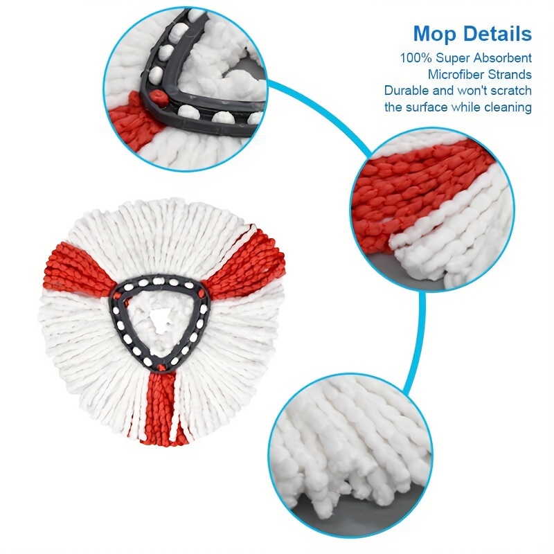 Easy Mop - Vadrouille Rotative à Essorage + Tête de Recharge - Rouge