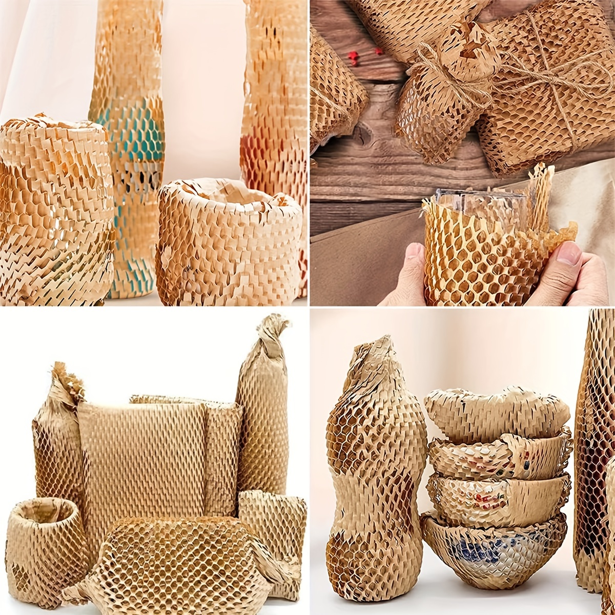 2 rouleaux de papier kraft en nid d'abeille 60cm x 25m linéaires emballage  écologique pour protection rembourrage emballage cadeaux déménagement  remplace le film bulles - La Poste