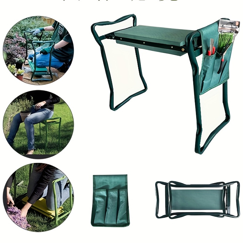 

1 Set, Garden Kneeler And Seat, Foldable Garden Kneeling Bench With Comfortable Pad & Tool Pocket, Ideal For Gardening & Weeding