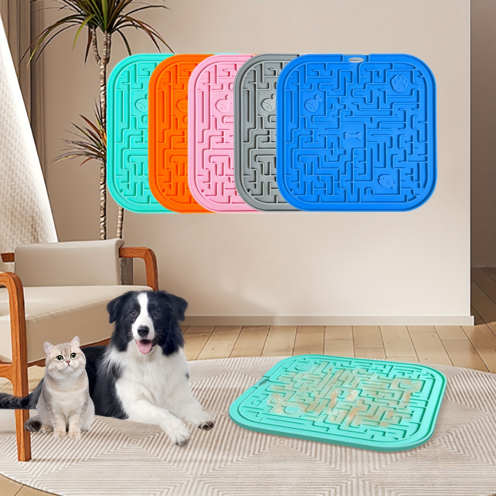  Lick Mat for Dogs Slow Feeder Licking Mat Anxiety Relief Lick  Pad with Suction Cups for Peanut Butter Food Treats Yogurt, Pets Bathing  Grooming Training Calming Mat - 2 Pack 