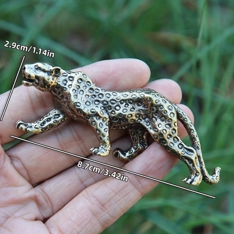 Solid Copper Cheetah Miniatures Figurine, Brass Animal Leopard