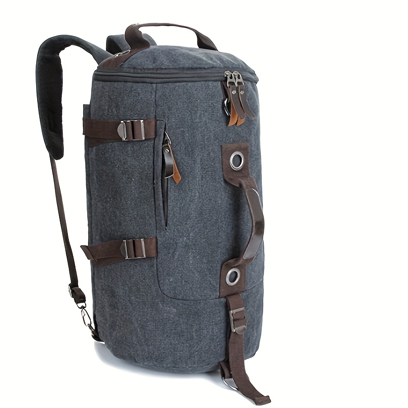 Cool Leather Mens Barrel Shoulder Bags Backpack Travel Bag for