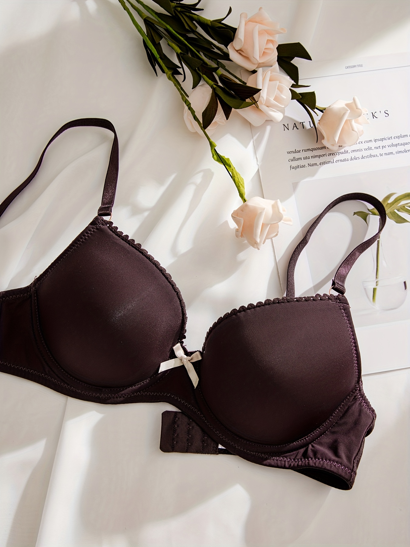 Simple Solid Push Up Bra, Comfy & Breathable Everyday Bra, Women's Lingerie  & Underwear