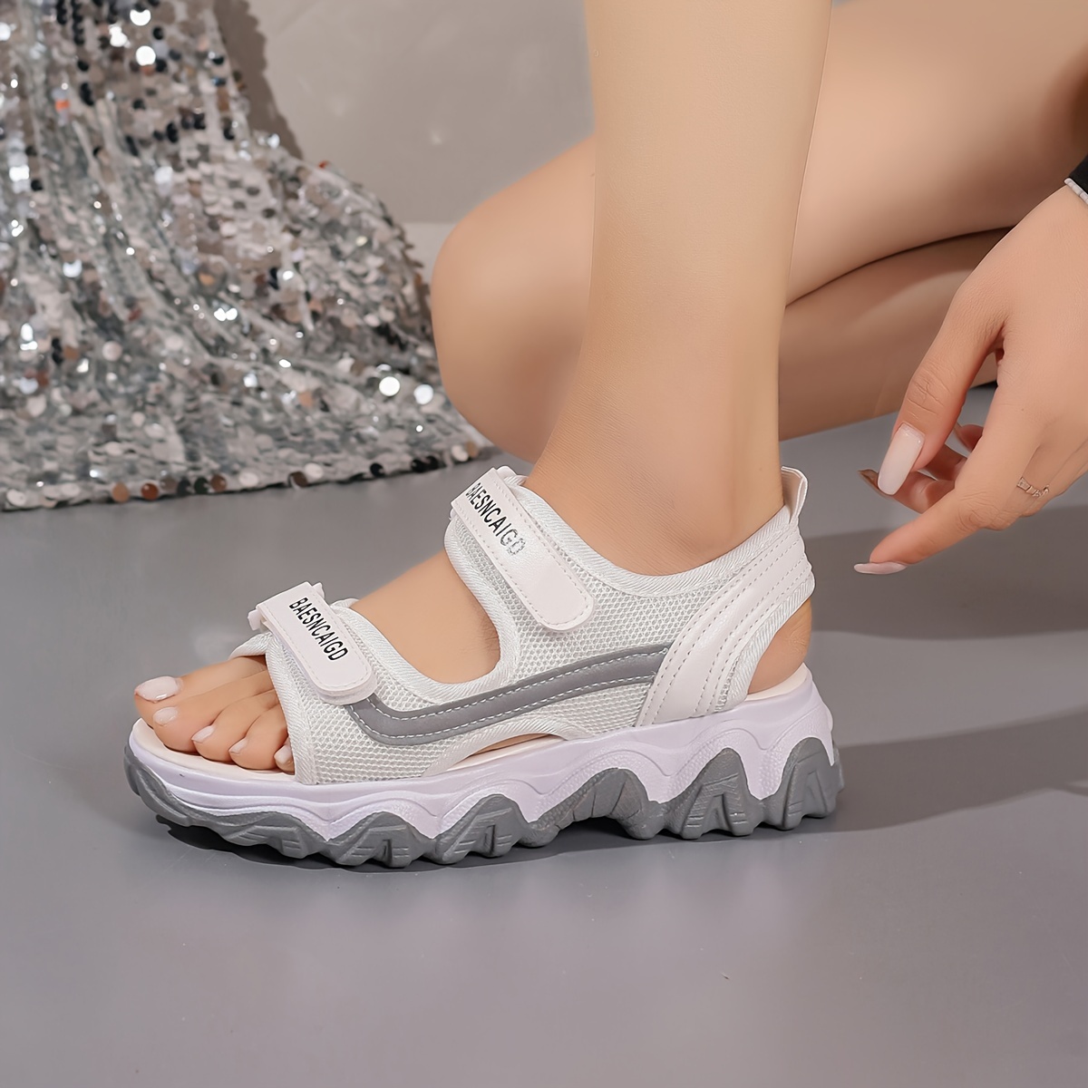 Women's Platform Sports Sandals, Casual Open Toe Cut-out Slip On Shoes,  Comfort Outdoor Sandals