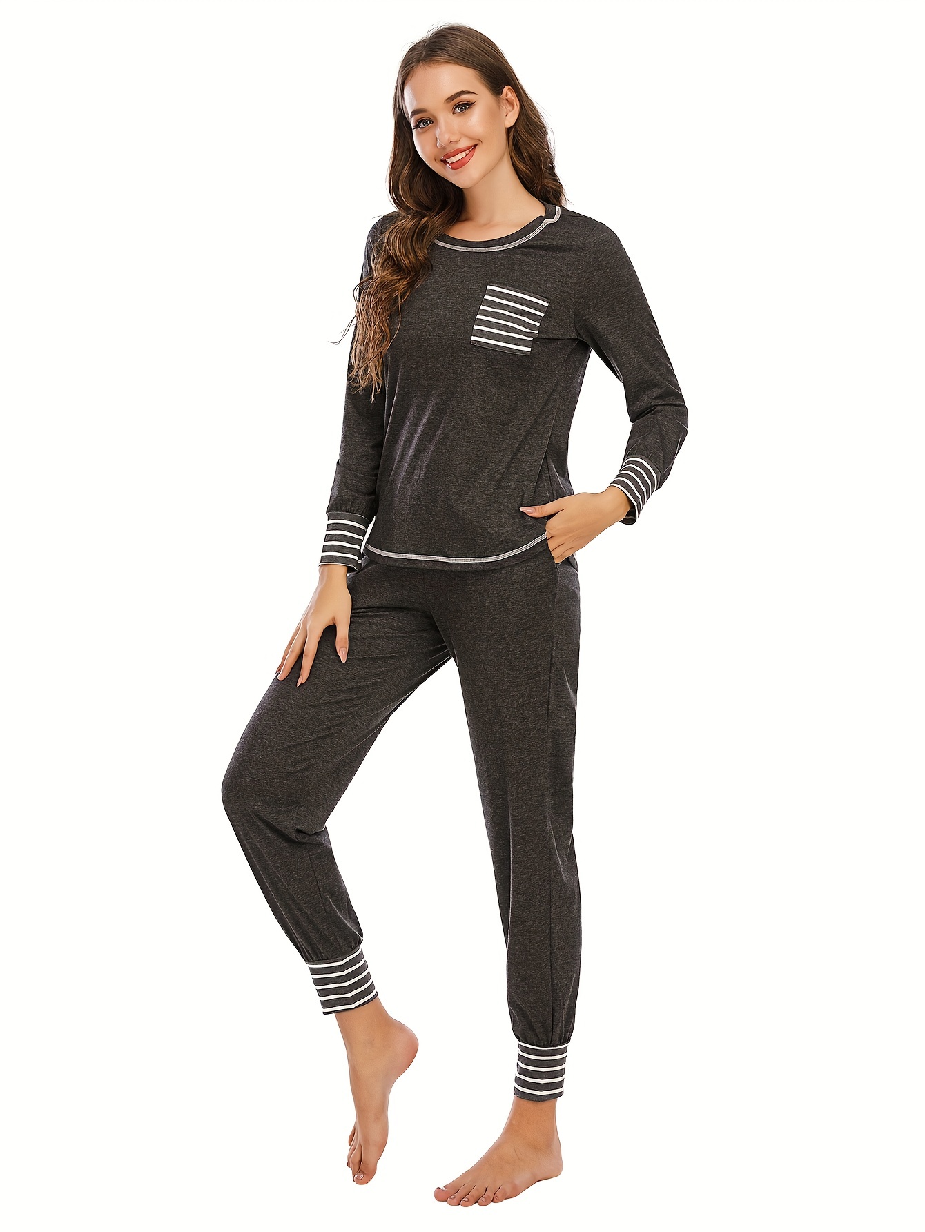 Side Stripe T-Shirt Leggings Loungewear Set