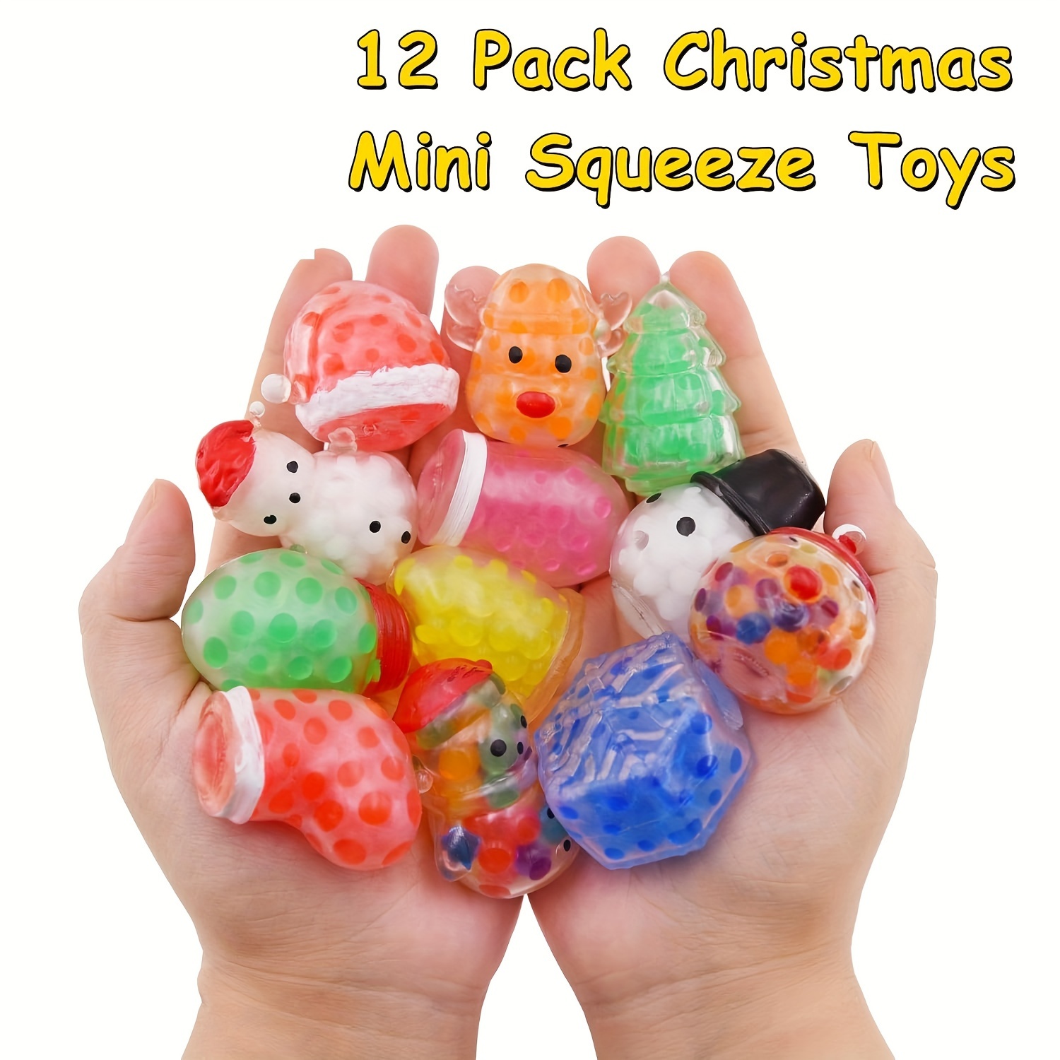 Christmas Mini Sensory Stress Ball Pack for Christmas Party Favors, Squeeze  Toy with Water Beads to Stress Reliever,Christmas Stocking Stuffers