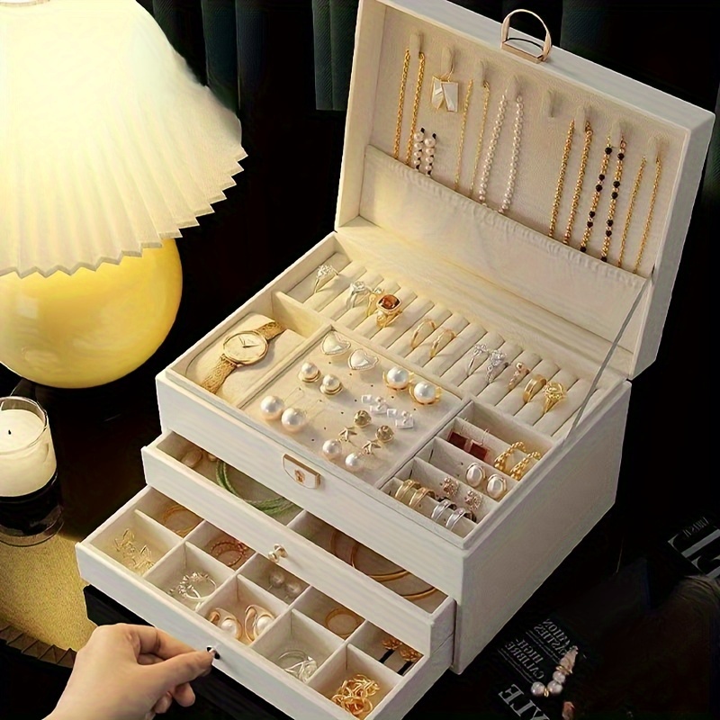 Faux Leather Jewelry Box Jewelry Storage Boxes Aesthetic - Temu