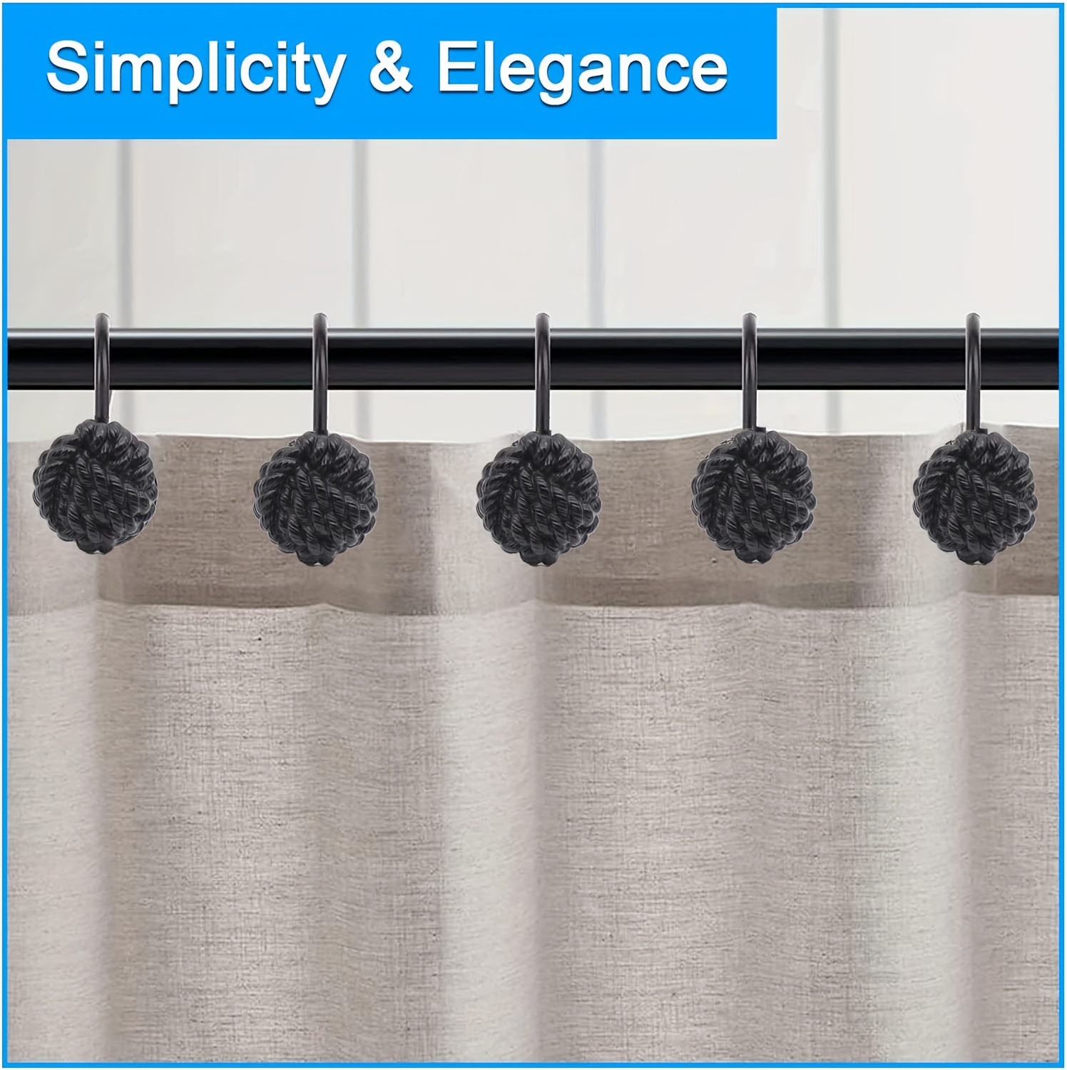 Knot Rope Decor Shower Curtain Hook Metal Rust proof - Temu