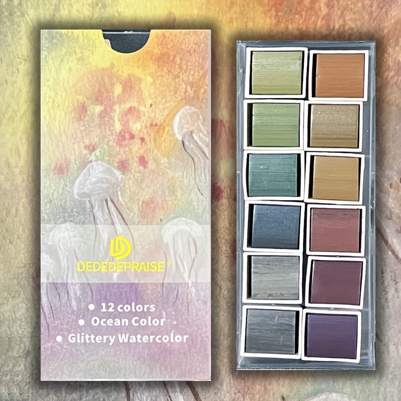 Meiliang Watercolor Paint Set, 48 Vivid Colors Includes12 Metallic Glitter  Solid