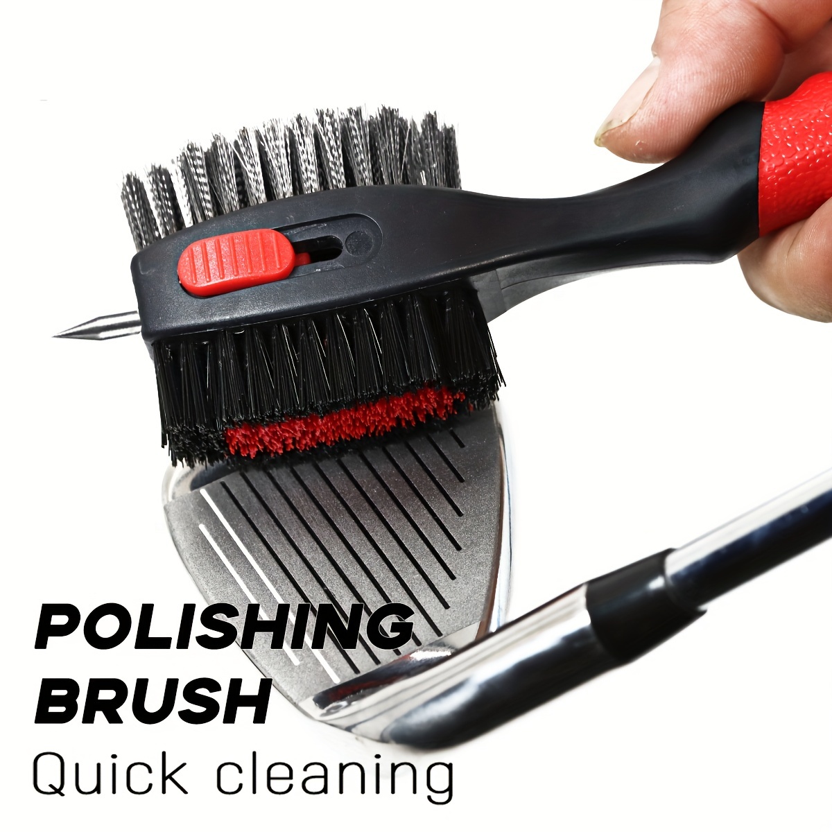 HUAEN Golf Club Head Cleaning Brush, Stainless Steel & PP Material, Portable Cleaner with Magnetic Keychain, Durable Club Maintenance Tool