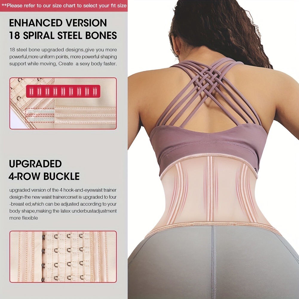 Waist Trainer Trimmer and Slimming Corset/ 6 Hooks Girdle with Spiral Steel  Bone