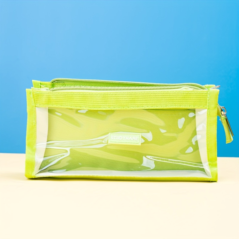 Clear Pencil Pouch, Clear Pen Bag Pencil Case with Zipper, Compact