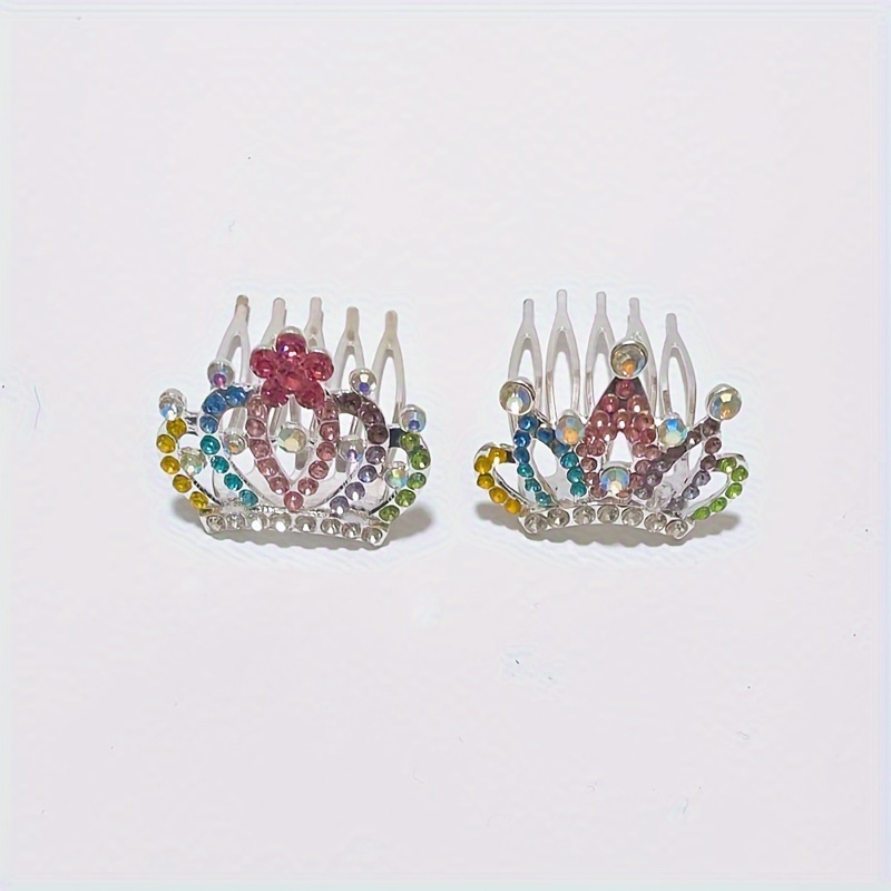 Mini Rhinestone Crown, Girl Hair Clip, Hair Pins, Princess Crown Insert Comb, Birthday Party Crown Hairstyle Decoration Hair Accessories,Temu