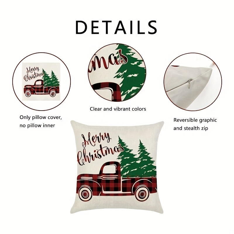 Christmas Pillow Covers Christmas Tree Red Truck Hot Coco - Temu