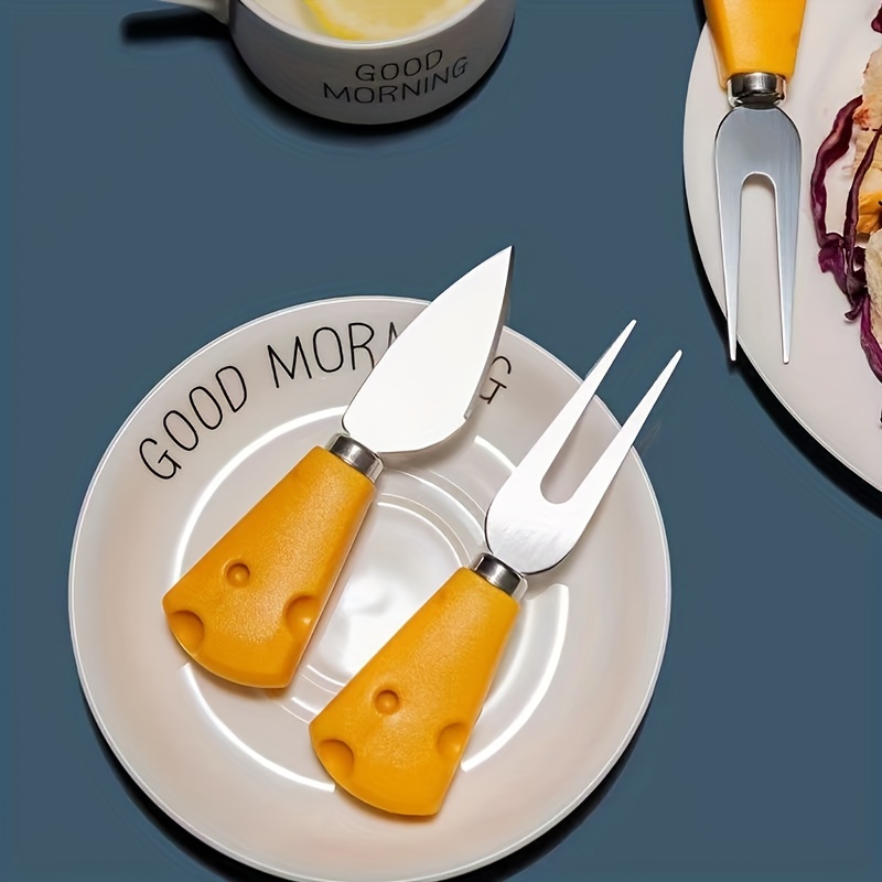 Ensemble de 4 couteaux à fromage en acier inoxydable, épandeur à beurre,  coupe-fromage, trancheur, fourchette, Kit de cuisine, outils utiles pour le  petit déjeuner