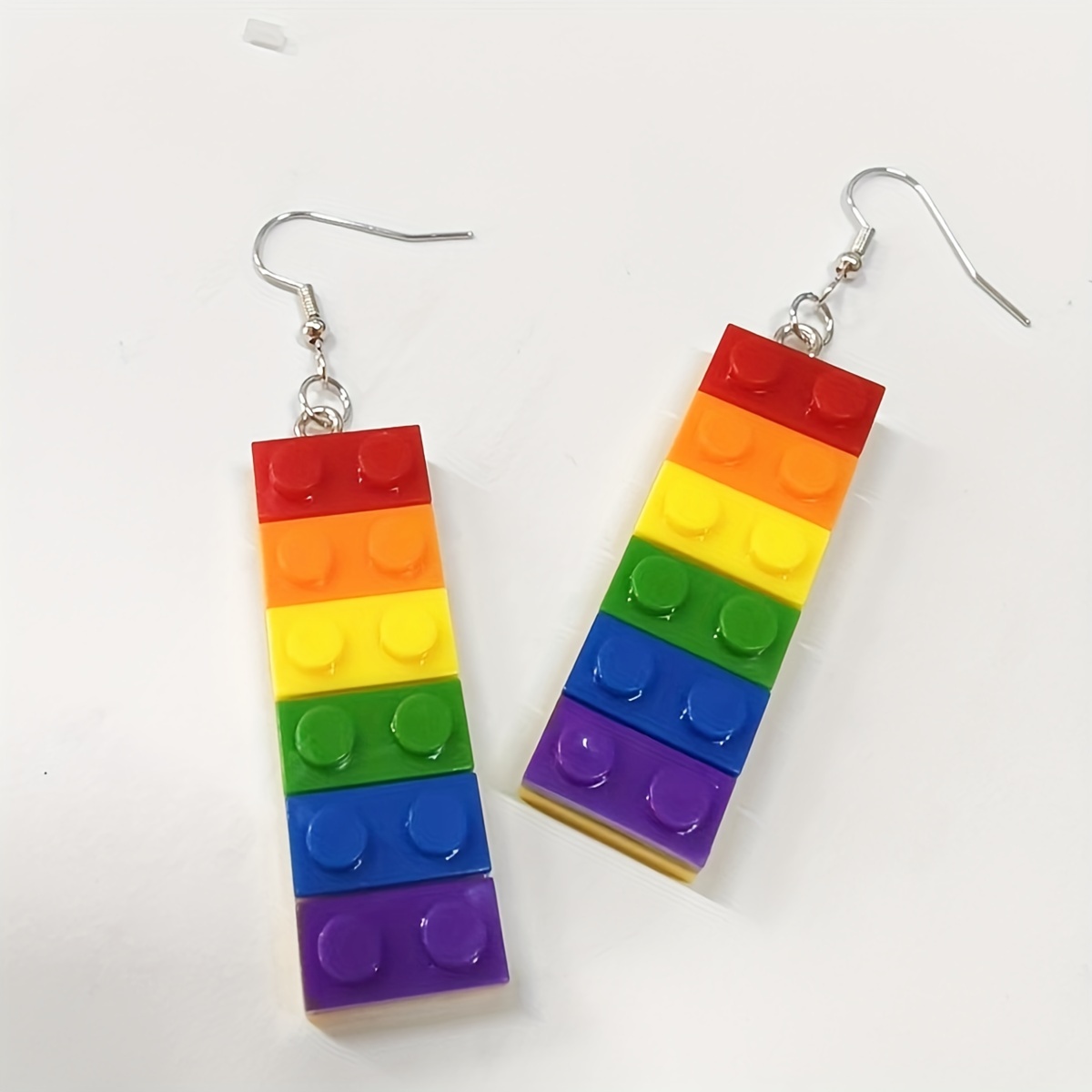 Colorful Building Block Dangle Earrings Y2K Ear Jewelry