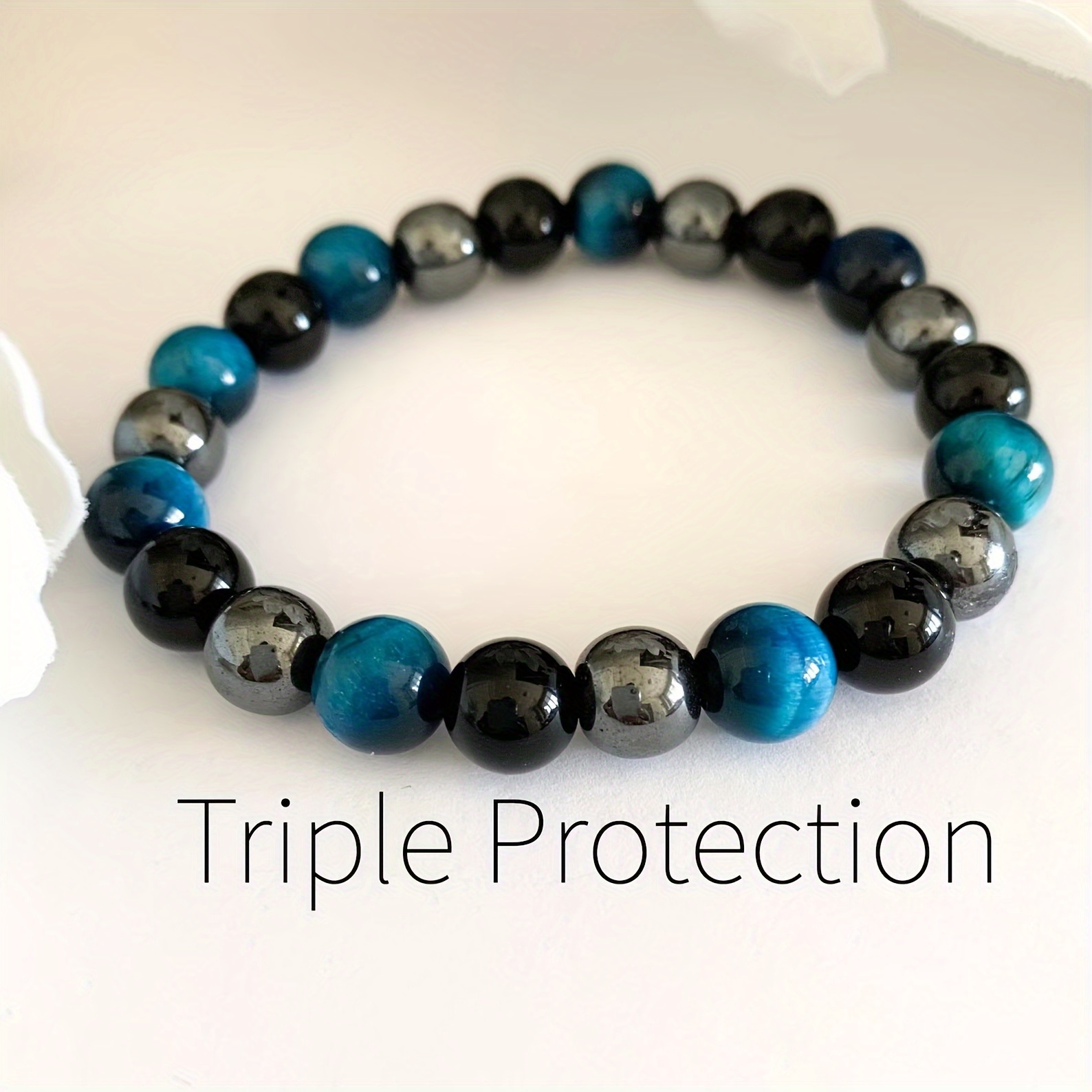 

1pc Black Obsidian, Blue Tiger Eye, Hematite Bracelet, Natural Stone Bead Bracelet For Men Women