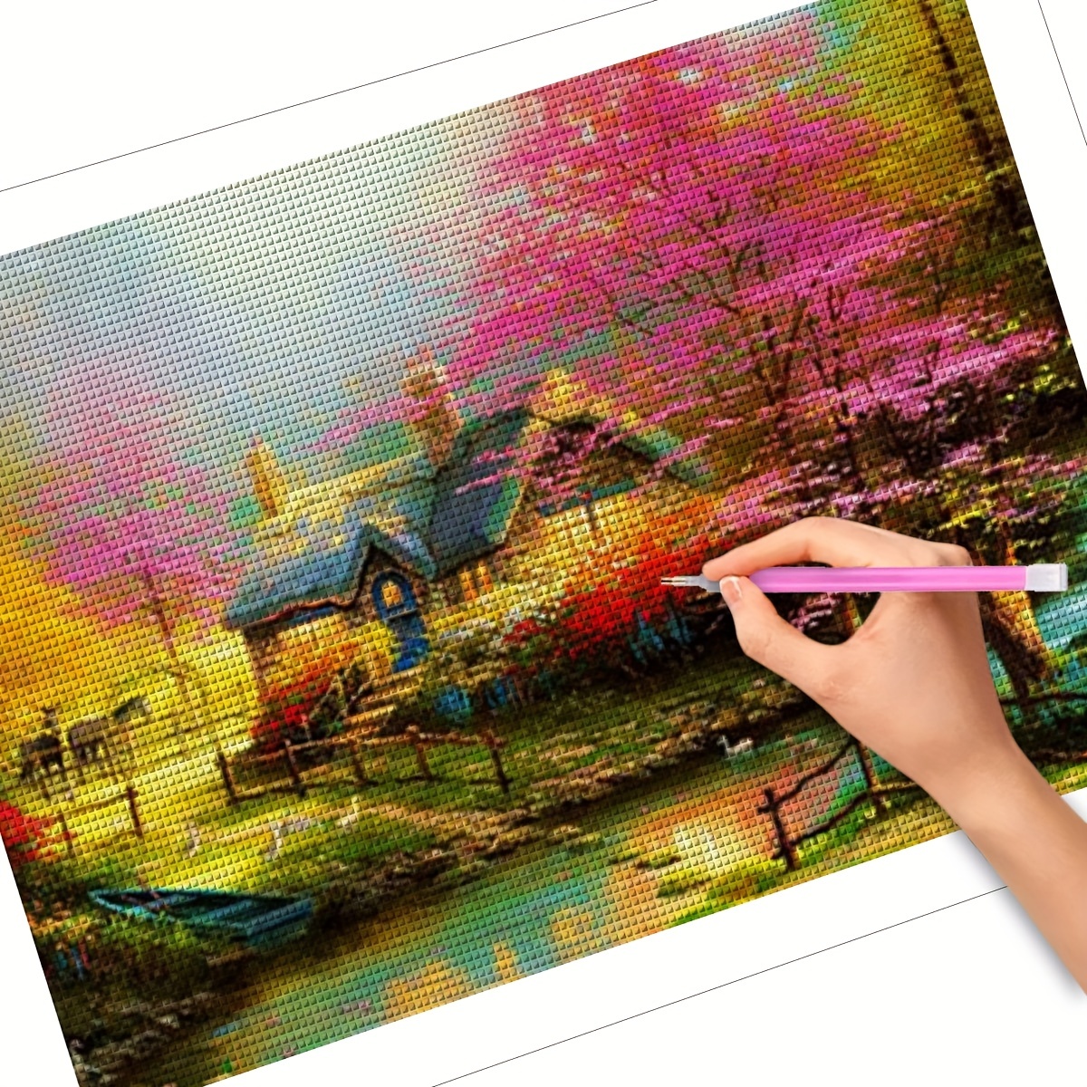 Fairy Tale Cabin Landscape Diamond Painting Kit 5d Diy - Temu