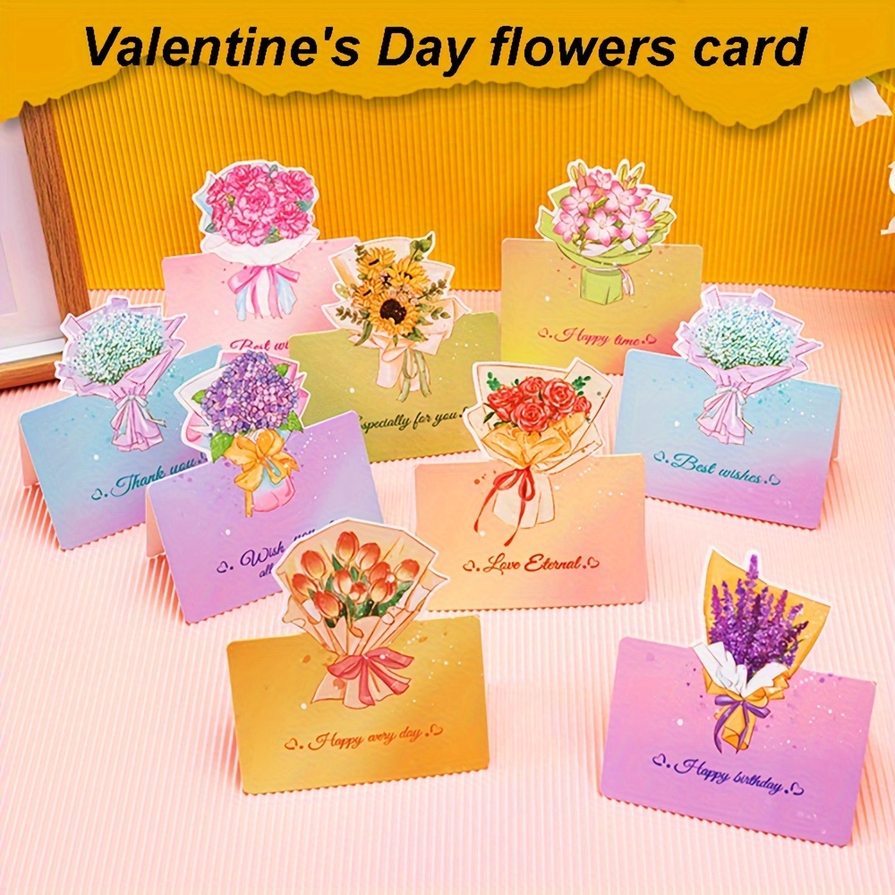 1pc Flower Bouquet Greeting Cards Flower Birthday Card Displayable