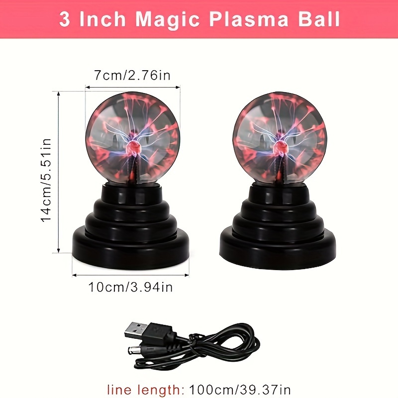 Magic Plasma Disco Ball Lamps, 3 Inch Touch Sensitive Interactive Plasma  Lamp Nebula Sphere Lightning Globe, Flashing Balls Nightlight Science