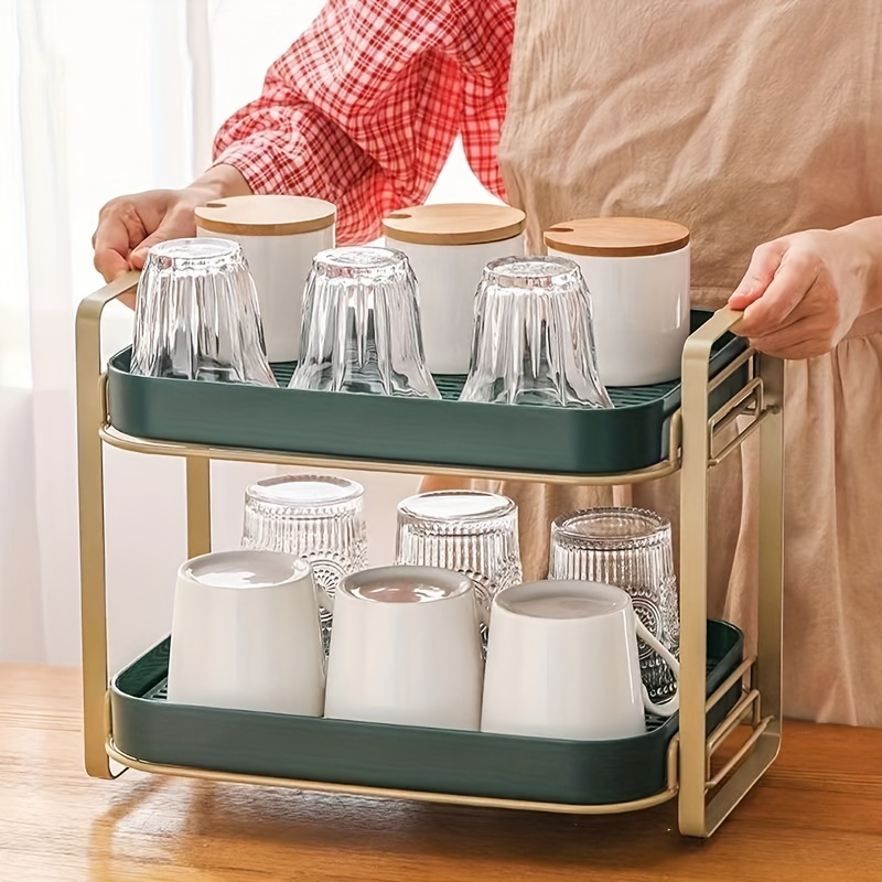 Glass Kitchen Storage Organizer  Coffee Cups Holder Organizer