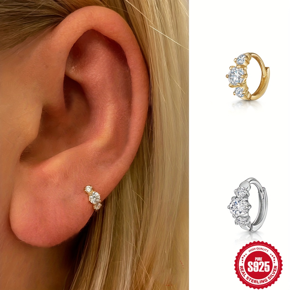 18k Gold plated Hypoallergenic Hoop Earrings High Quality - Temu Canada