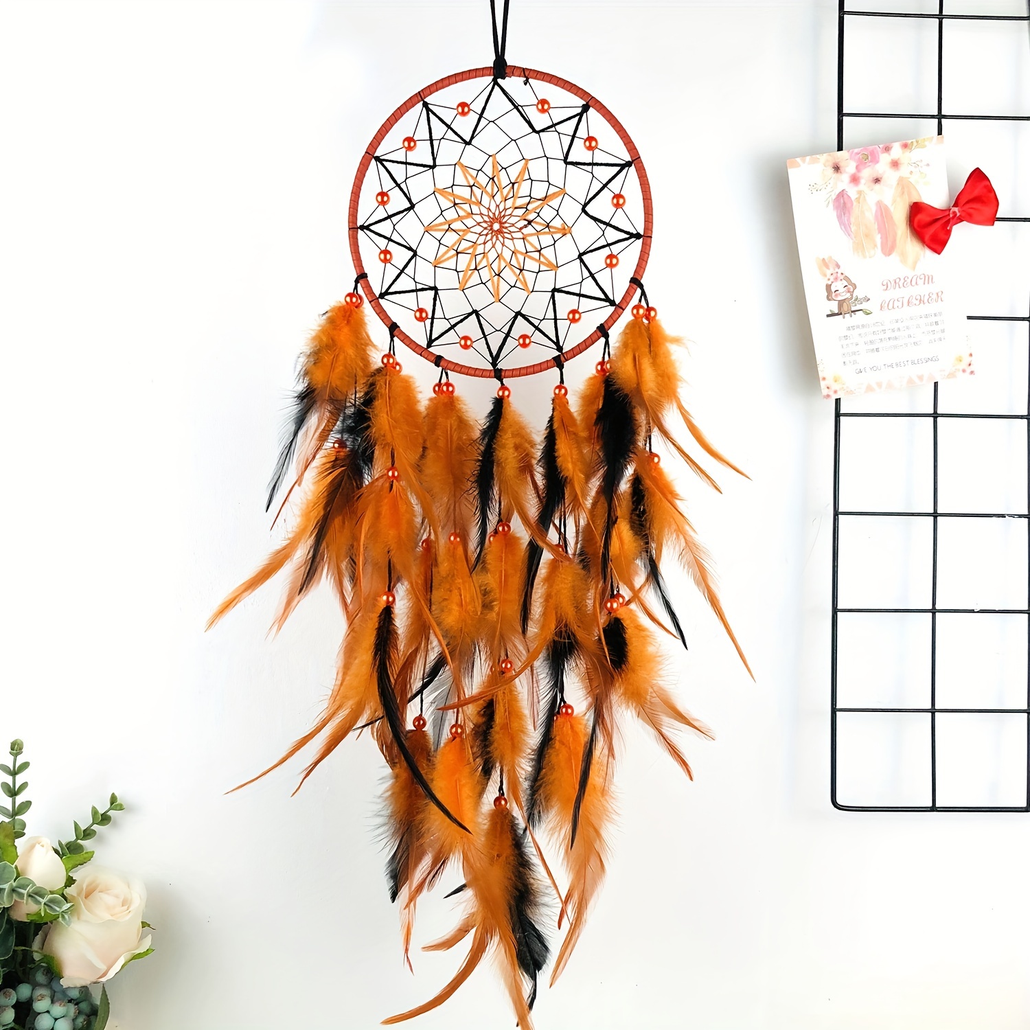 Handmade Halloween Pumpkin Style Dream Catcher black Feather - Temu