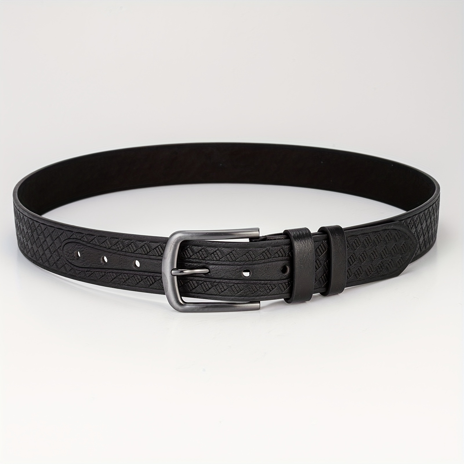 Geometric Embossed Square Buckle Belt Men's Casual Sports Belt