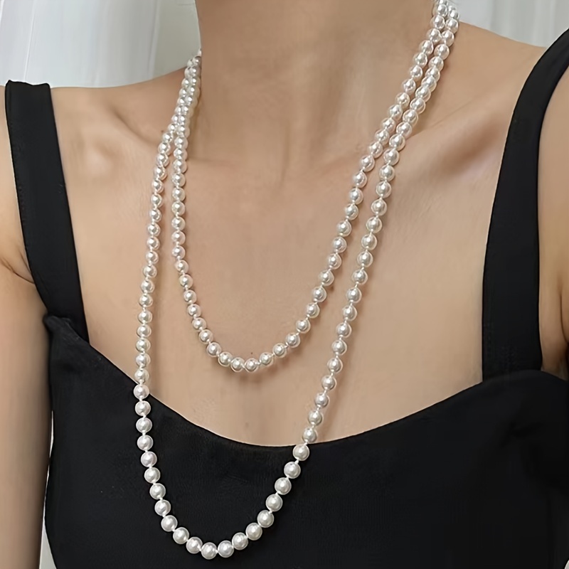 Pearl Necklace Long Chain - Temu South Korea