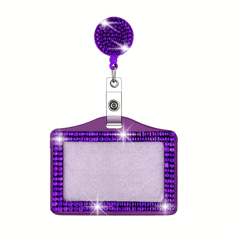 Rhinestone Badge Holder Bling Id Card Holder Crystal Cute - Temu